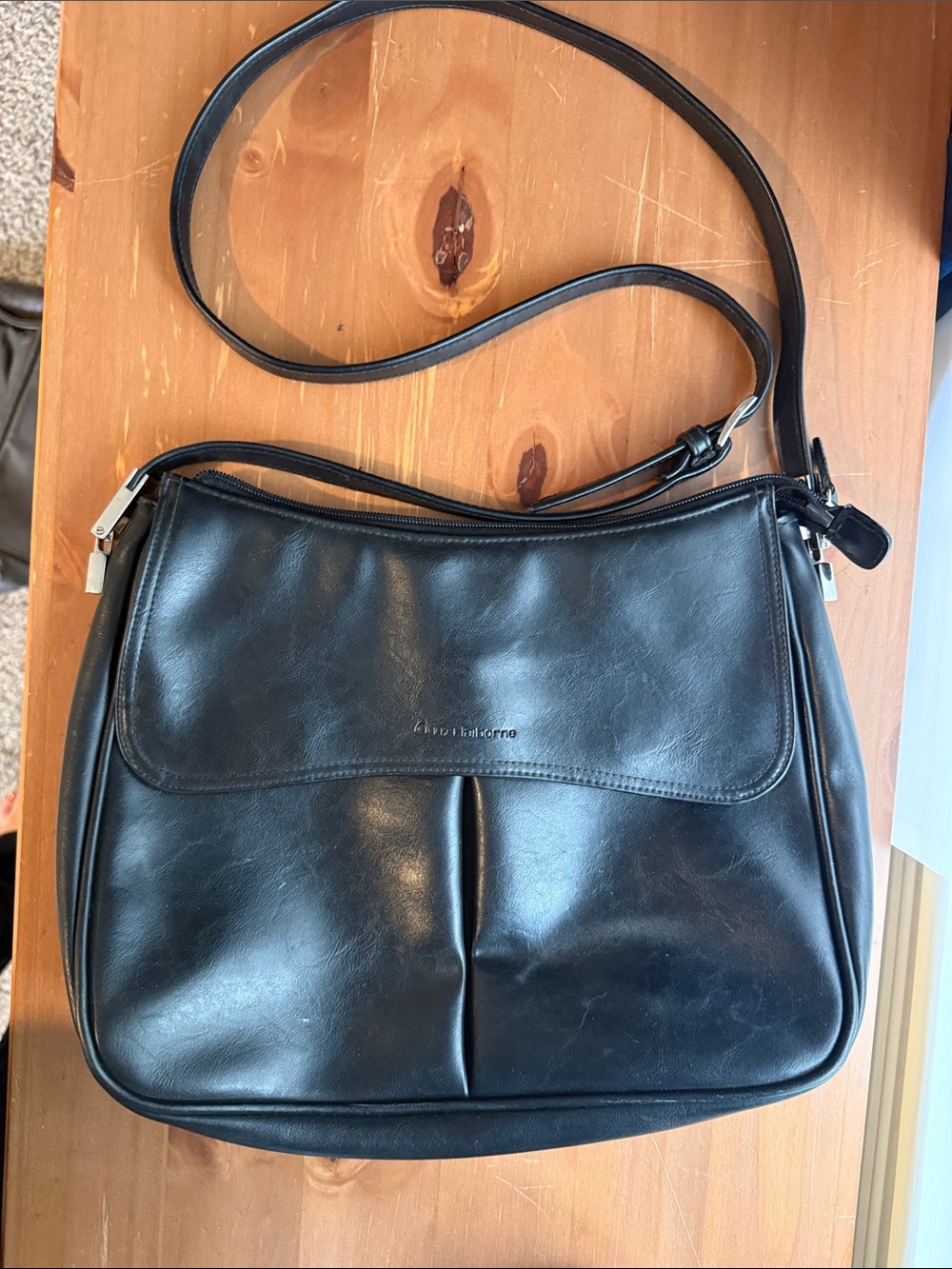 Liz Claiborne Black Leather Crossbody Bag